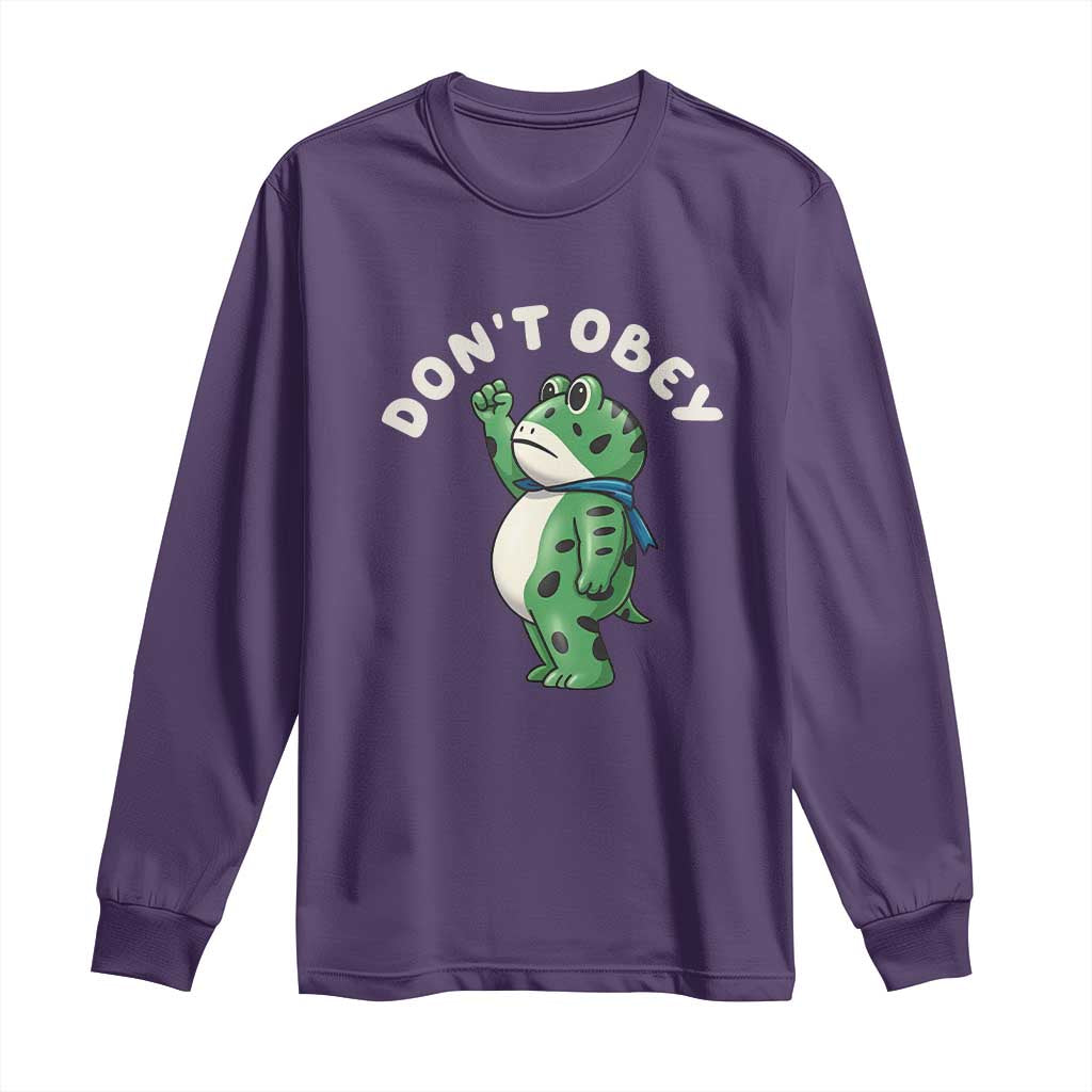 Portland Frog Long Sleeve Shirt Don't Obey Inflatable Costume Protest TS10 Purple Print Your Wear