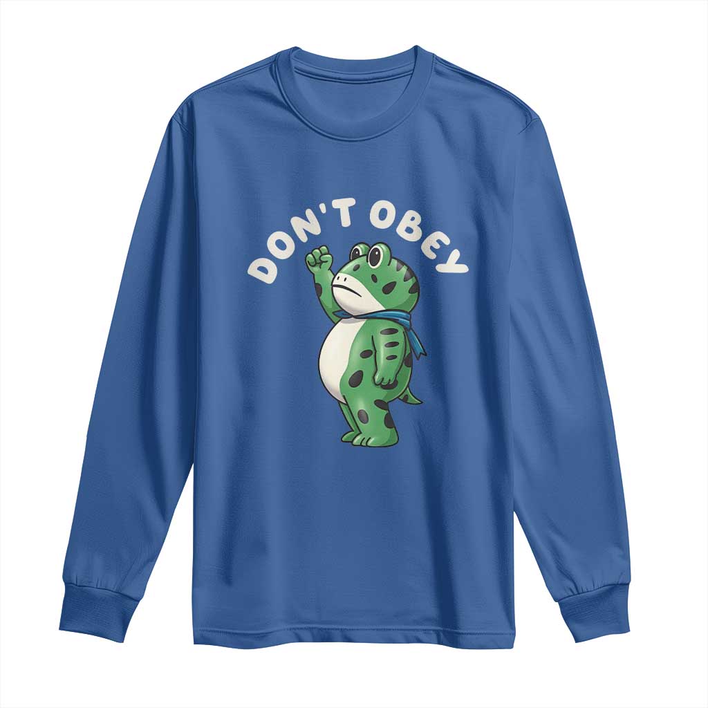 Portland Frog Long Sleeve Shirt Don't Obey Inflatable Costume Protest TS10 Royal Blue Print Your Wear