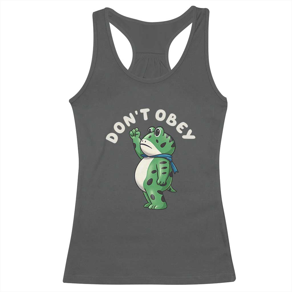 Portland Frog Racerback Tank Top Don't Obey Inflatable Costume Protest TS10 Dark Heather Print Your Wear
