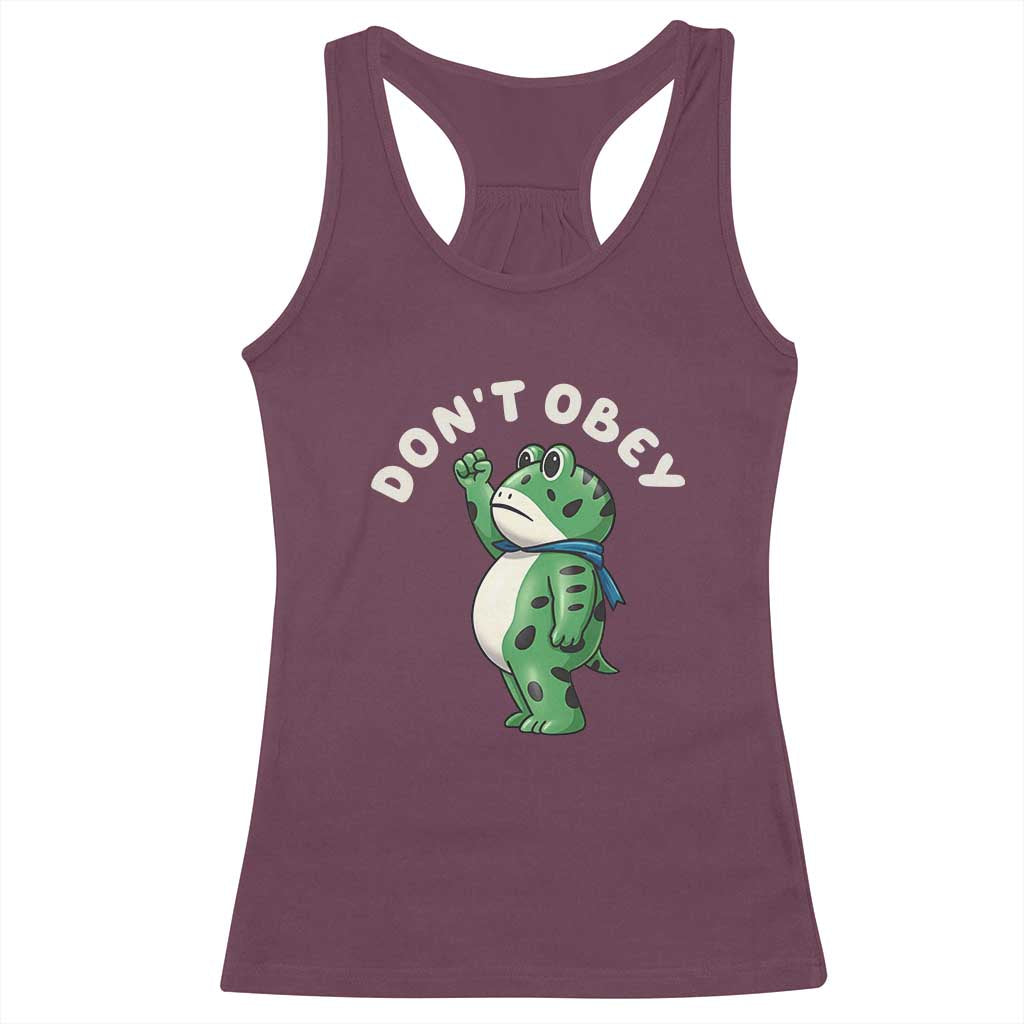 Portland Frog Racerback Tank Top Don't Obey Inflatable Costume Protest TS10 Maroon Print Your Wear