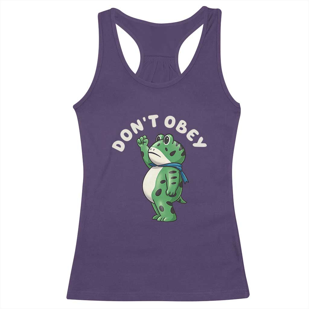 Portland Frog Racerback Tank Top Don't Obey Inflatable Costume Protest TS10 Purple Print Your Wear