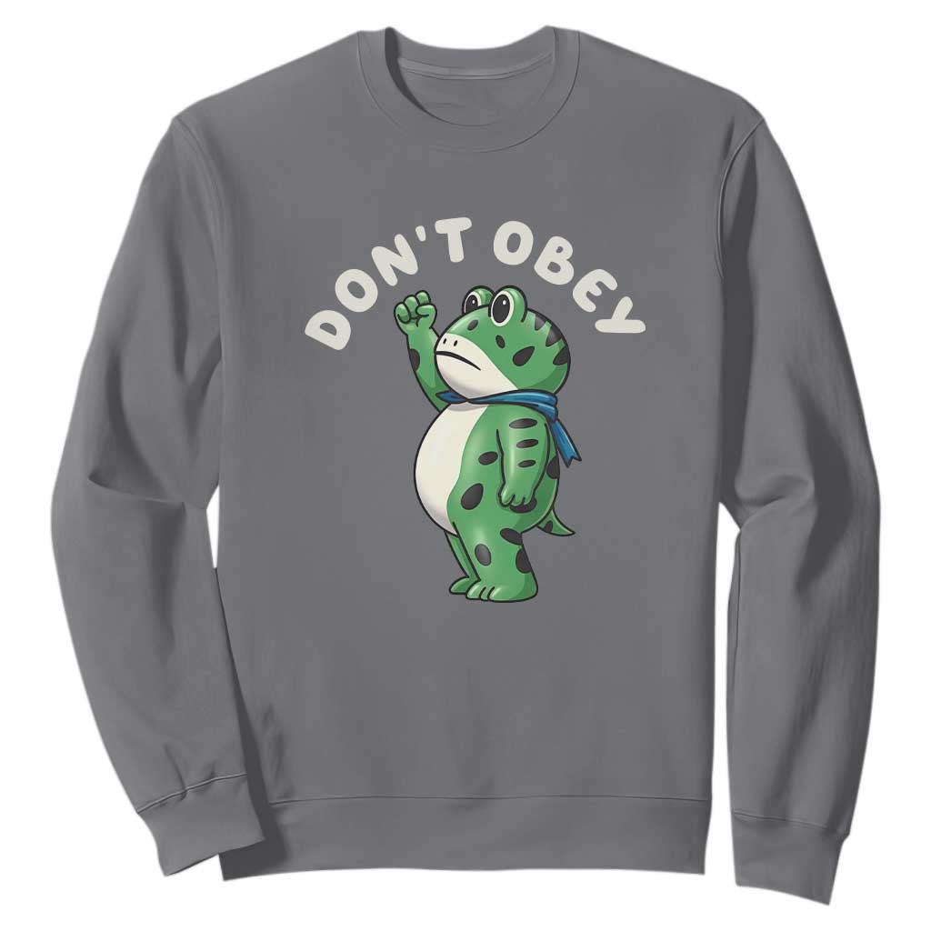 Portland Frog Sweatshirt Don't Obey Inflatable Costume Protest TS10 Charcoal Print Your Wear
