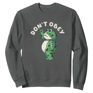 Portland Frog Sweatshirt Don't Obey Inflatable Costume Protest TS10 Dark Heather Print Your Wear