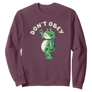 Portland Frog Sweatshirt Don't Obey Inflatable Costume Protest TS10 Maroon Print Your Wear