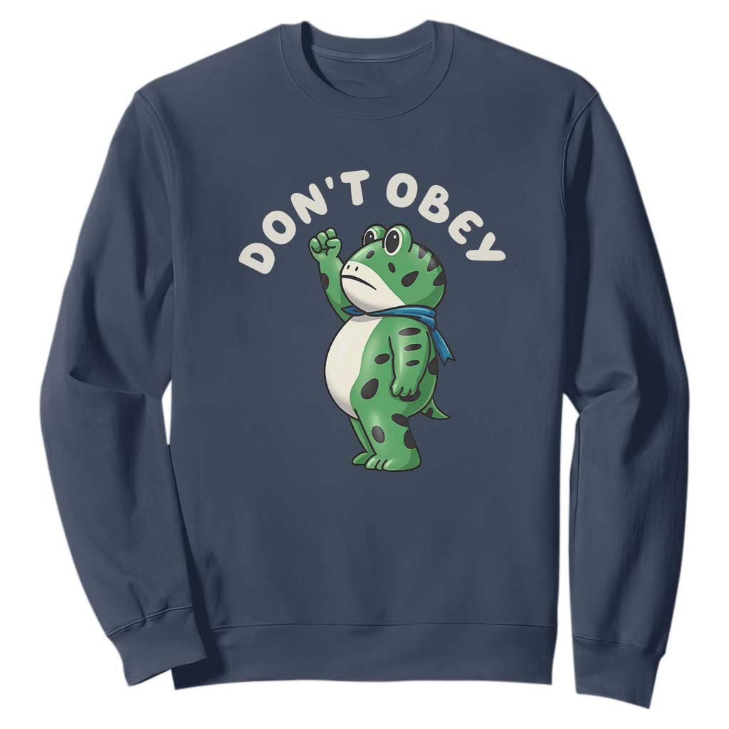 Portland Frog Sweatshirt Don't Obey Inflatable Costume Protest TS10 Navy Print Your Wear