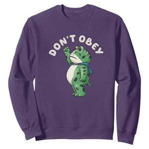 Portland Frog Sweatshirt Don't Obey Inflatable Costume Protest TS10 Purple Print Your Wear