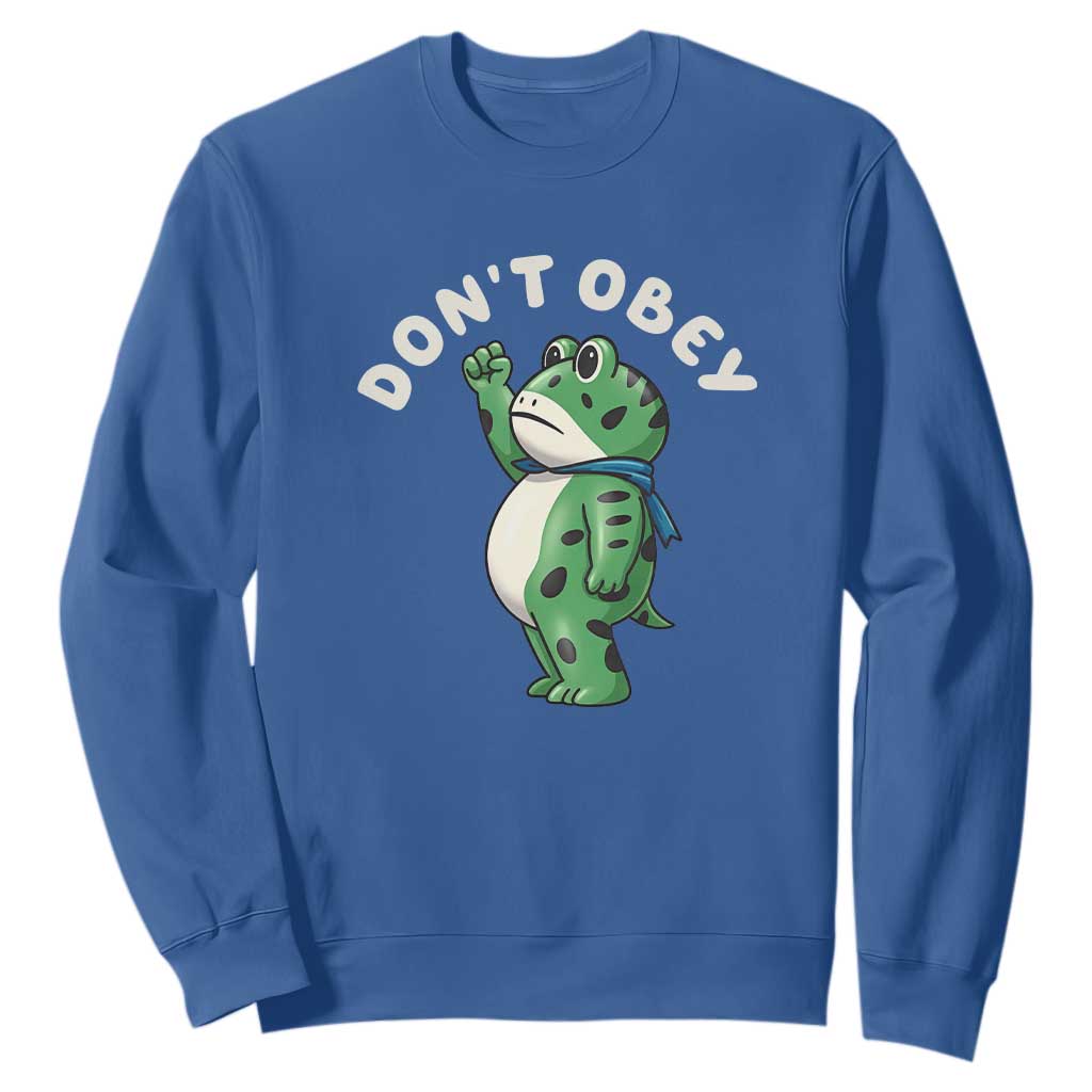 Portland Frog Sweatshirt Don't Obey Inflatable Costume Protest TS10 Royal Blue Print Your Wear