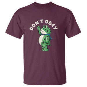 Portland Frog T Shirt Don't Obey Inflatable Costume Protest TS10 Maroon Print Your Wear