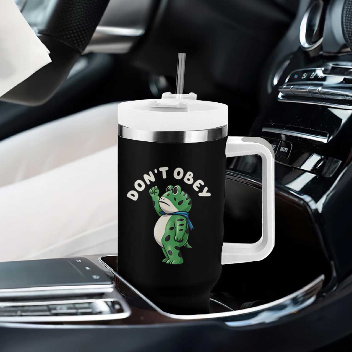Portland Frog Tumbler With Handle Don't Obey Inflatable Costume Protest TS10 Print Your Wear