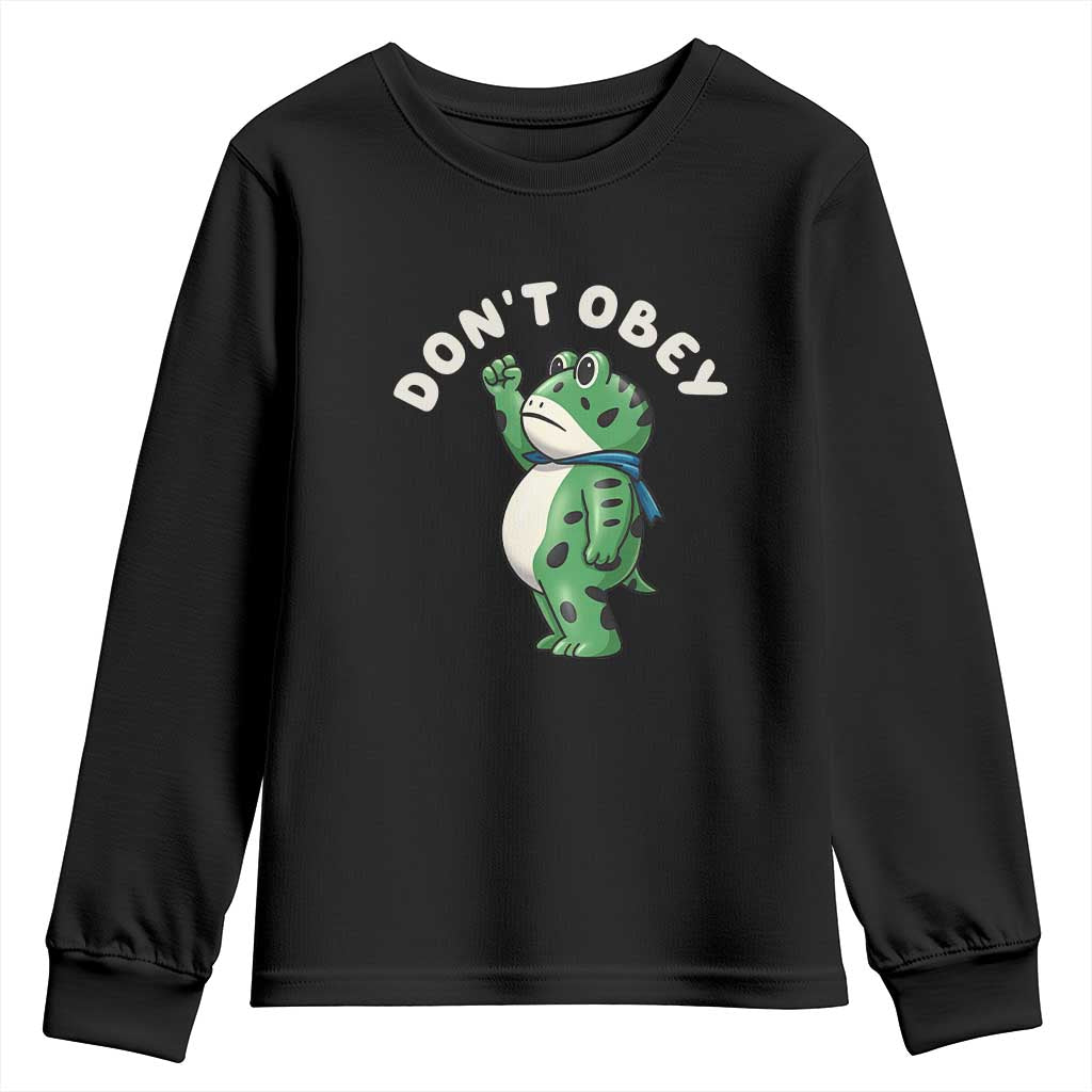 Portland Frog Youth Sweatshirt Don't Obey Inflatable Costume Protest TS10 Black Print Your Wear