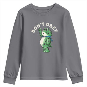 Portland Frog Youth Sweatshirt Don't Obey Inflatable Costume Protest TS10 Charcoal Print Your Wear