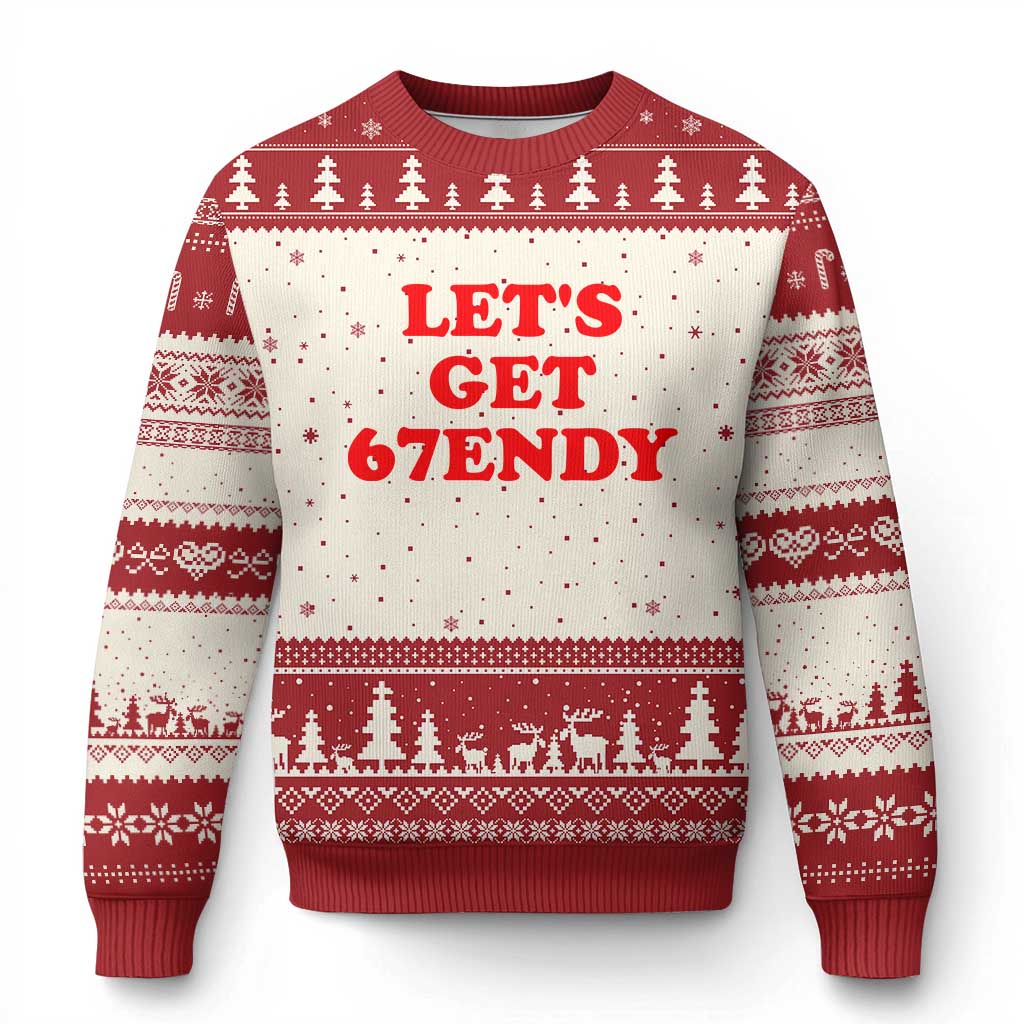 Let's Get Sendy 67 Ugly Christmas Sweater Funny 6 7 Six Seven 6 7endy Meme TS10 Beige Red Print Your Wear