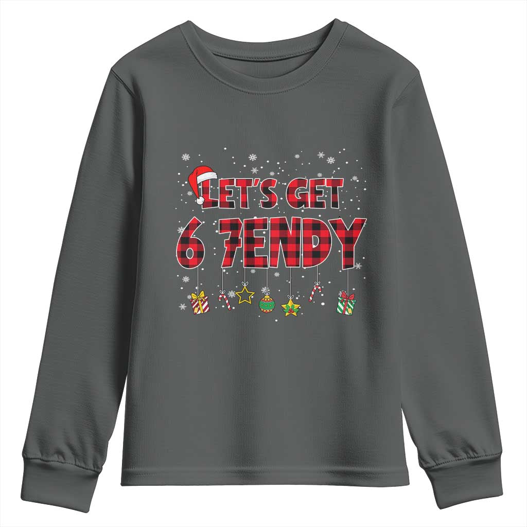 Six Seven Christmas Youth Sweatshirt Let's get Sendy 7endy Funny 67 6 7 Meme Gen Alpha Slang TS10 Dark Heather Print Your Wear