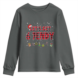 Six Seven Christmas Youth Sweatshirt Let's get Sendy 7endy Funny 67 6 7 Meme Gen Alpha Slang TS10 Dark Heather Print Your Wear