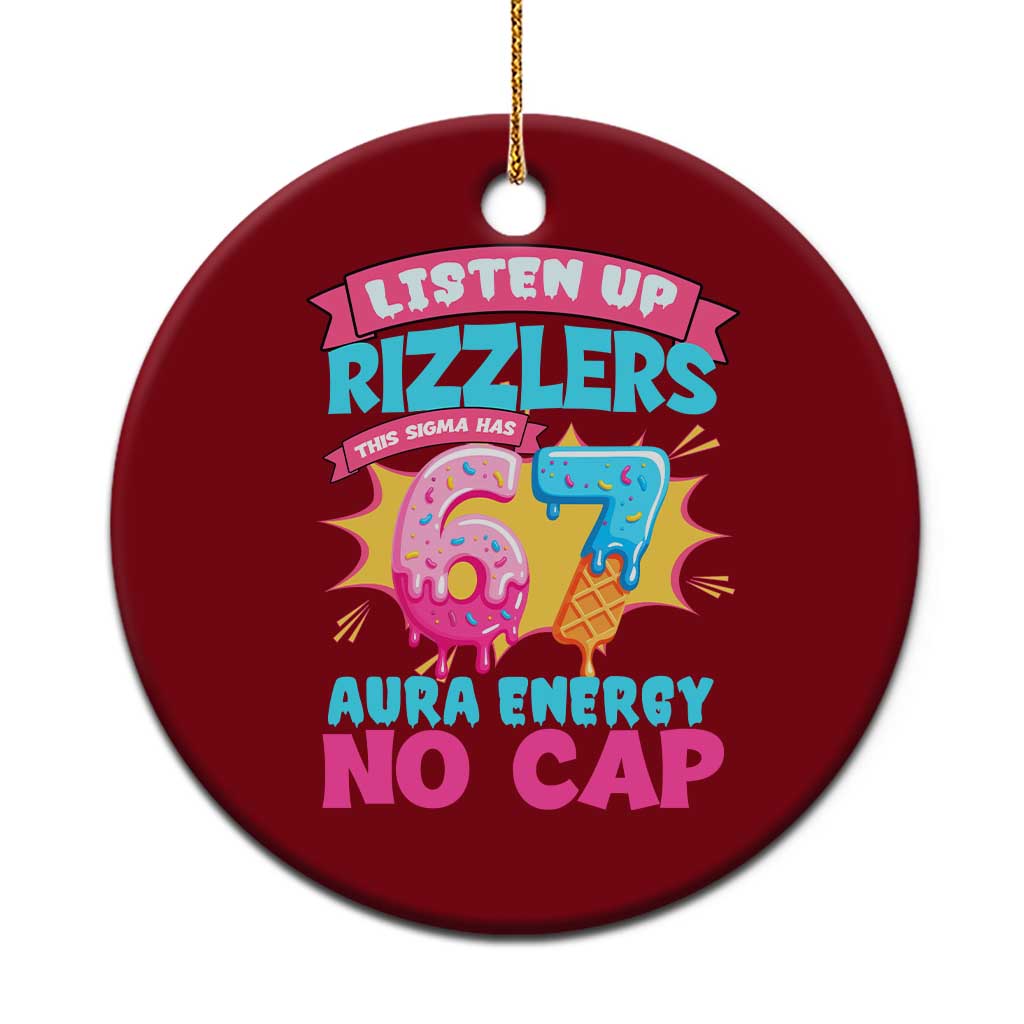 Listen Up Rizzlers This Sigma Has 67 Aura Energy Six Seven Ceramic Ornament Baseball Drip Number 67 TS10 1pc Red Print Your Wear