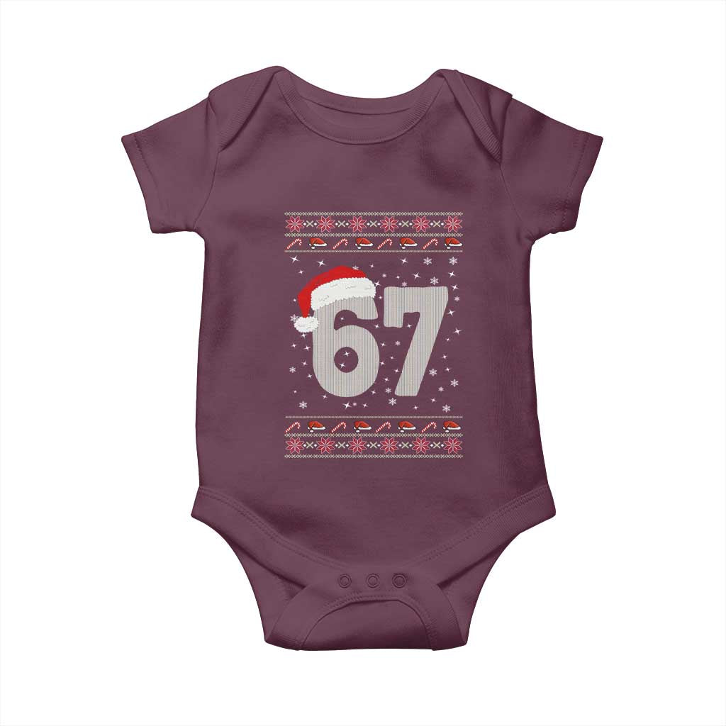 Funny Six Seven 6 7 Meme Ugly Christmas Baby Onesie Gen Alpha Slang TS10 Maroon Print Your Wear