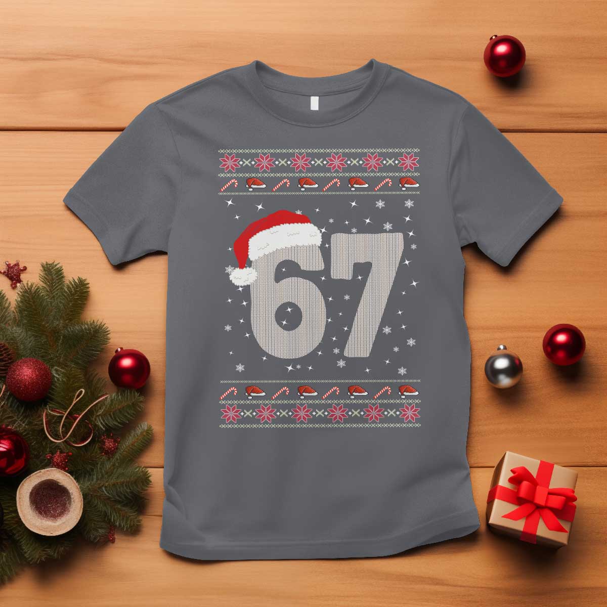 Funny Six Seven 6 7 Meme Ugly Christmas T Shirt Gen Alpha Slang TS10 Charcoal Print Your Wear