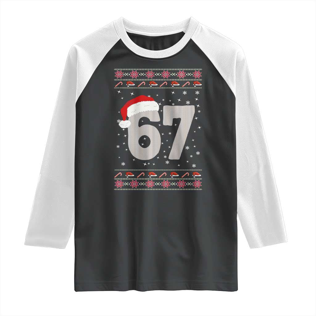 Funny Six Seven 6 7 Meme Ugly Christmas Raglan Shirt Gen Alpha Slang TS10 Black White Print Your Wear