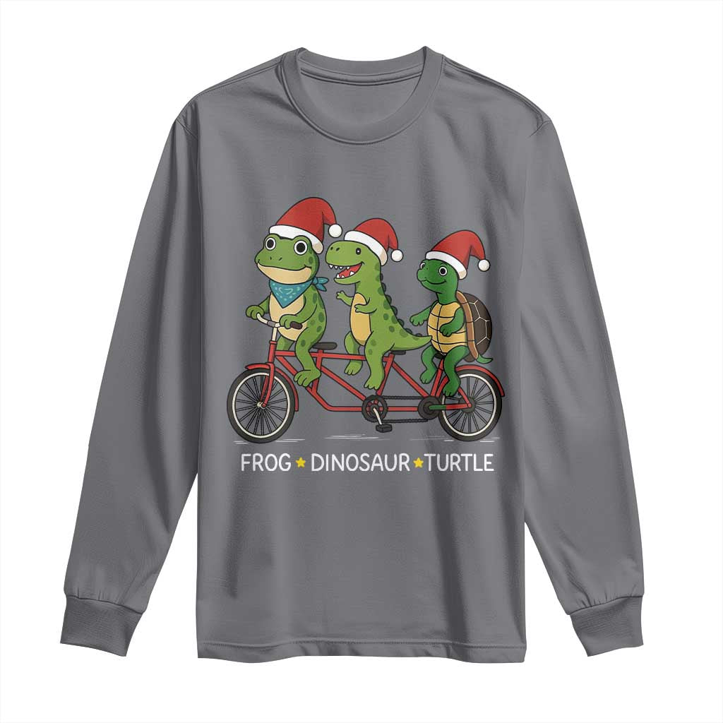 Subtle FDT Christmas Long Sleeve Shirt Frog Dinosaur Turtle Political Satire TS10 Charcoal Print Your Wear