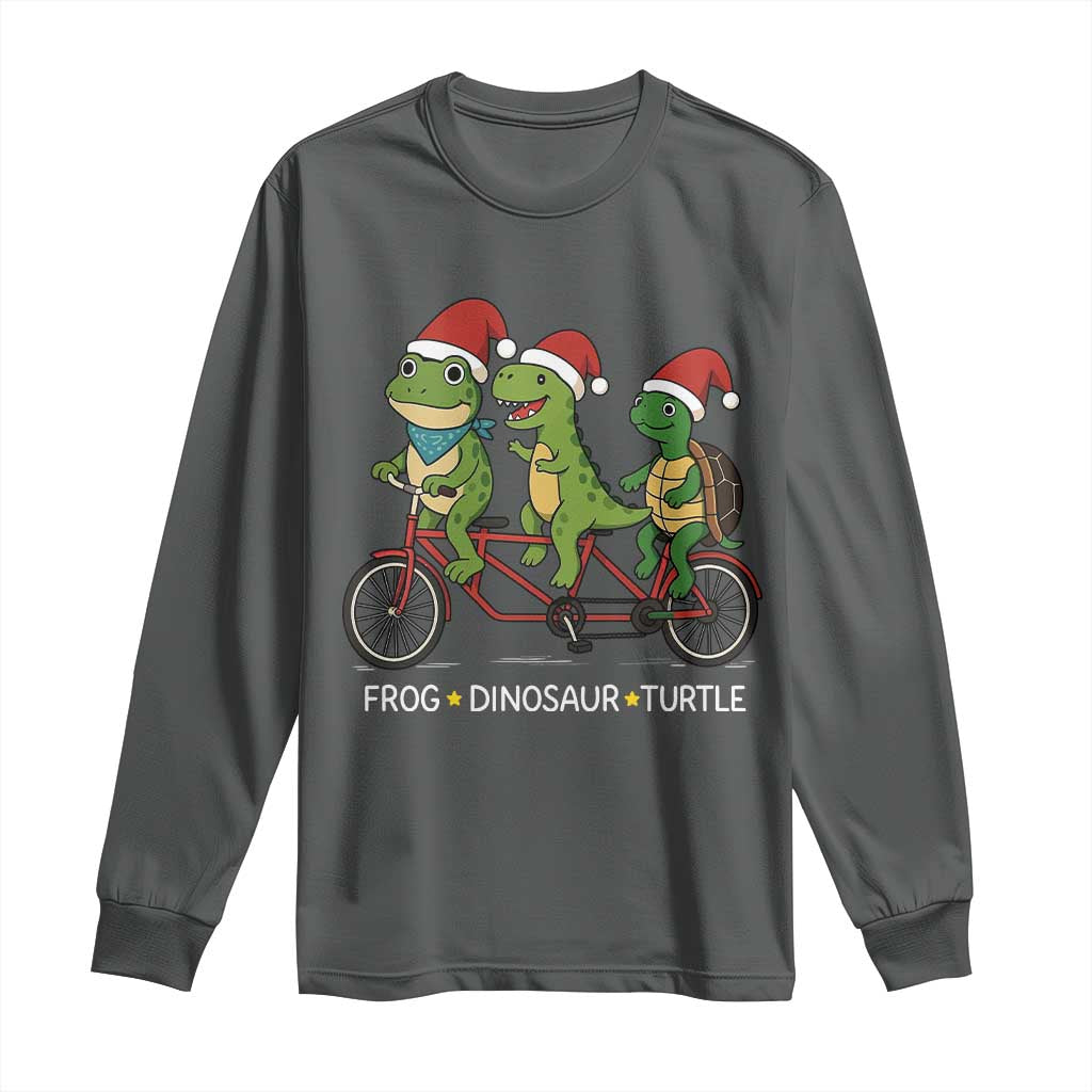 Subtle FDT Christmas Long Sleeve Shirt Frog Dinosaur Turtle Political Satire TS10 Dark Heather Print Your Wear