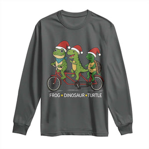 Subtle FDT Christmas Long Sleeve Shirt Frog Dinosaur Turtle Political Satire TS10 Dark Heather Print Your Wear