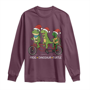 Subtle FDT Christmas Long Sleeve Shirt Frog Dinosaur Turtle Political Satire TS10 Maroon Print Your Wear