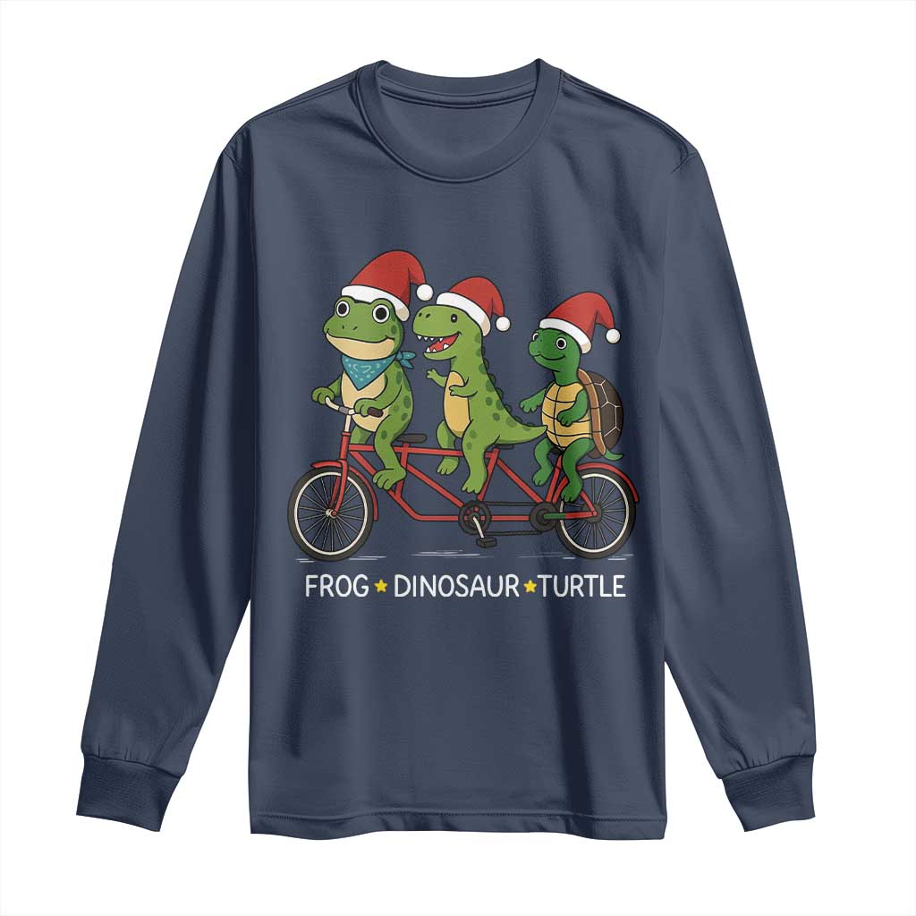 Subtle FDT Christmas Long Sleeve Shirt Frog Dinosaur Turtle Political Satire TS10 Navy Print Your Wear