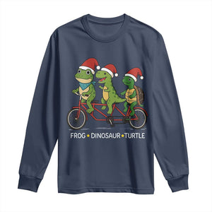 Subtle FDT Christmas Long Sleeve Shirt Frog Dinosaur Turtle Political Satire TS10 Navy Print Your Wear