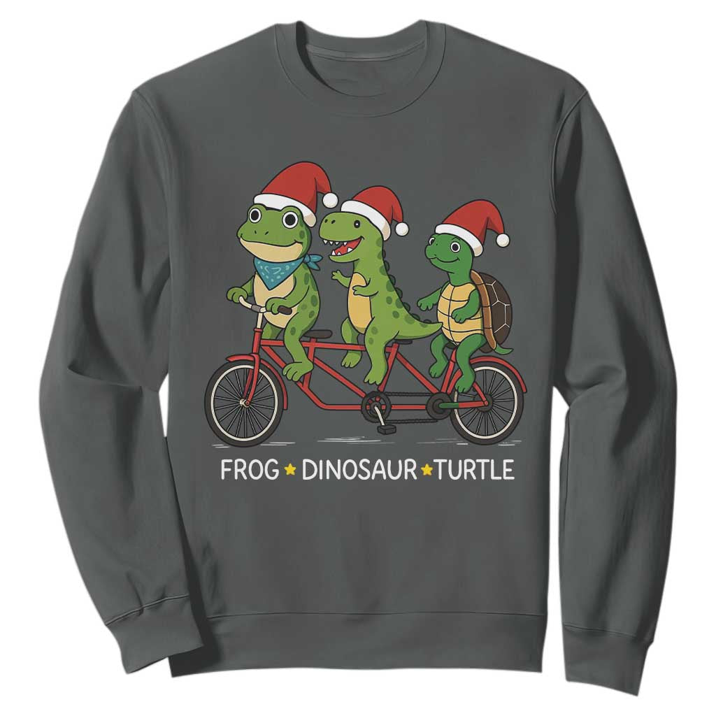 Subtle FDT Christmas Sweatshirt Frog Dinosaur Turtle Political Satire TS10 Dark Heather Print Your Wear