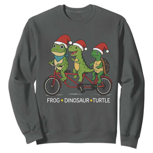 Subtle FDT Christmas Sweatshirt Frog Dinosaur Turtle Political Satire TS10 Dark Heather Print Your Wear