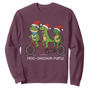 Subtle FDT Christmas Sweatshirt Frog Dinosaur Turtle Political Satire TS10 Maroon Print Your Wear
