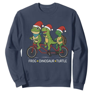 Subtle FDT Christmas Sweatshirt Frog Dinosaur Turtle Political Satire TS10 Navy Print Your Wear