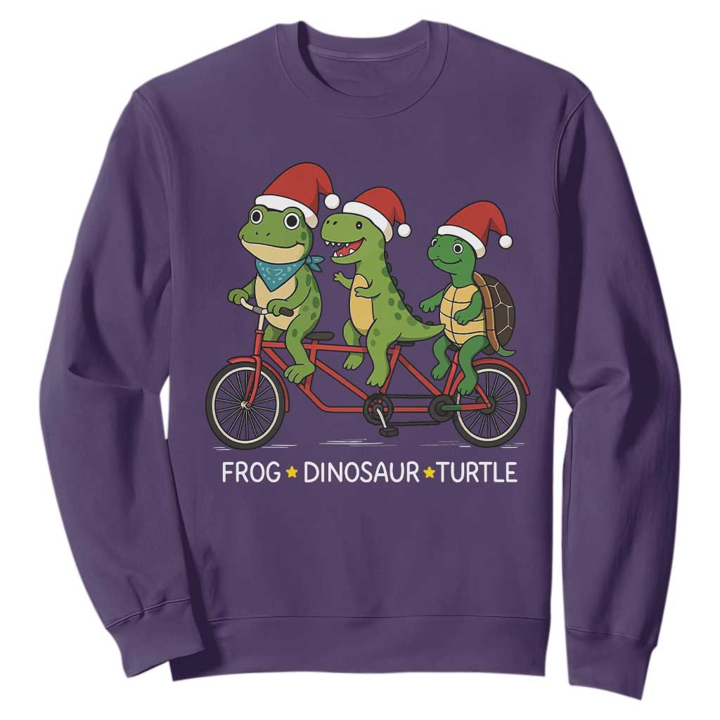 Subtle FDT Christmas Sweatshirt Frog Dinosaur Turtle Political Satire TS10 Purple Print Your Wear