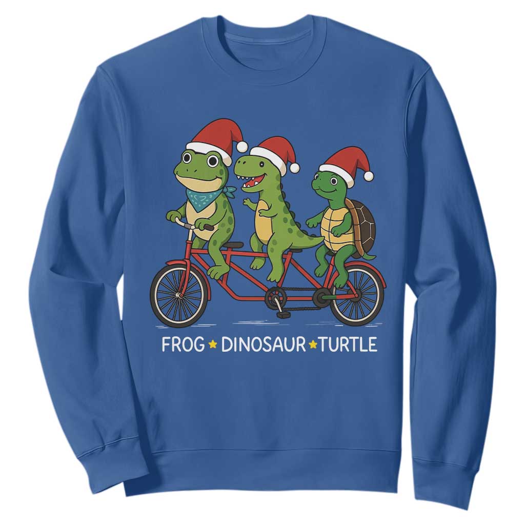Subtle FDT Christmas Sweatshirt Frog Dinosaur Turtle Political Satire TS10 Royal Blue Print Your Wear