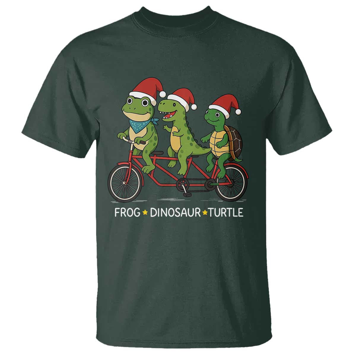 Subtle FDT Christmas T Shirt Frog Dinosaur Turtle Political Satire TS10 Dark Forest Green Print Your Wear