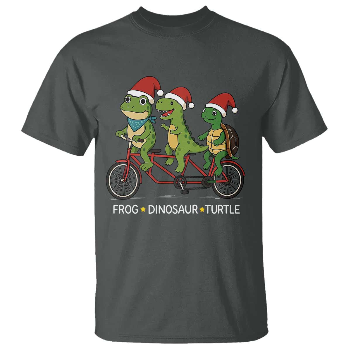 Subtle FDT Christmas T Shirt Frog Dinosaur Turtle Political Satire TS10 Dark Heather Print Your Wear