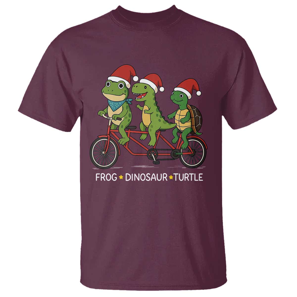 Subtle FDT Christmas T Shirt Frog Dinosaur Turtle Political Satire TS10 Maroon Print Your Wear