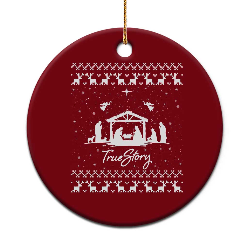 Nativity Scene Christmas Ceramic Ornament Christian True Story Jesus Birth Ugly Xmas TS10 1pc Red Print Your Wear