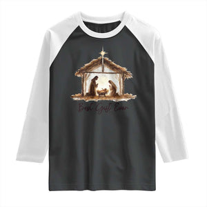 Nativity Scene Raglan Shirt Christian Christmas Jesus Best Gift Ever TS10 Black White Print Your Wear