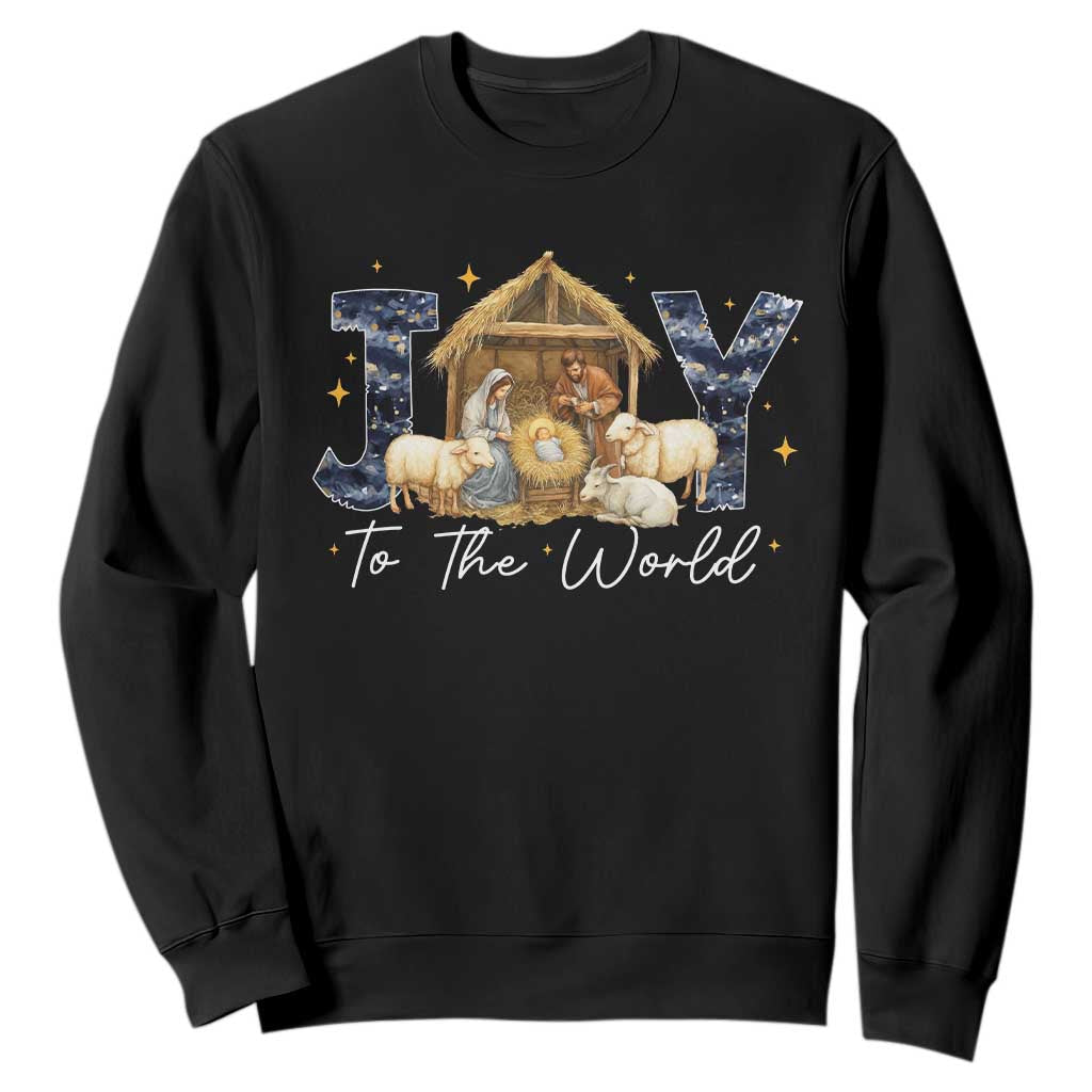 Nativity Scene Sweatshirt Christian Christmas Jesus Joy To The World TS10 Black Print Your Wear