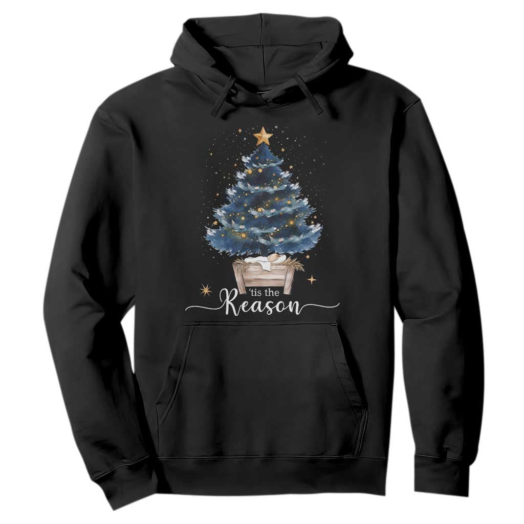 Nativity Scene Hoodie Jesus Reason Tis The Season Christian Christmas Tree TS10 Black Print Your Wear