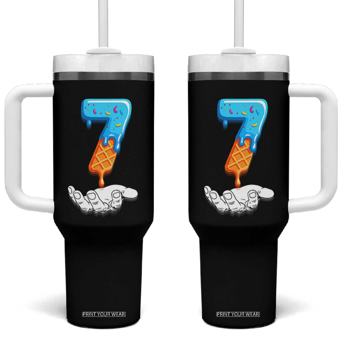 Funny 67 Six Seven Meme Couple Matching Tumbler With Handle Number 7 Baseball Ice Cream Drip TS10 One Size: 40 oz Black Print Your Wear