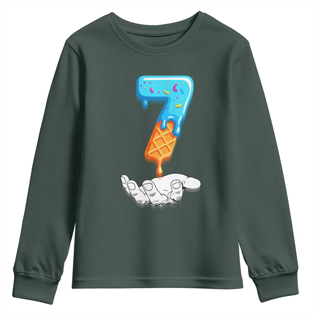 Funny 67 Six Seven Meme Couple Matching Youth Sweatshirt Number 7 Baseball Ice Cream Drip TS10 Dark Forest Green Print Your Wear