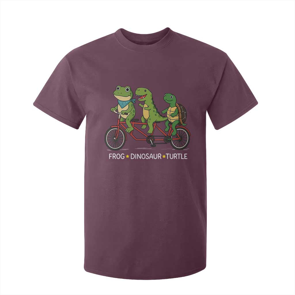 Subtle FDT T Shirt For Kid Frog Dinosaur Turtle Political Satire TS10 Maroon Print Your Wear