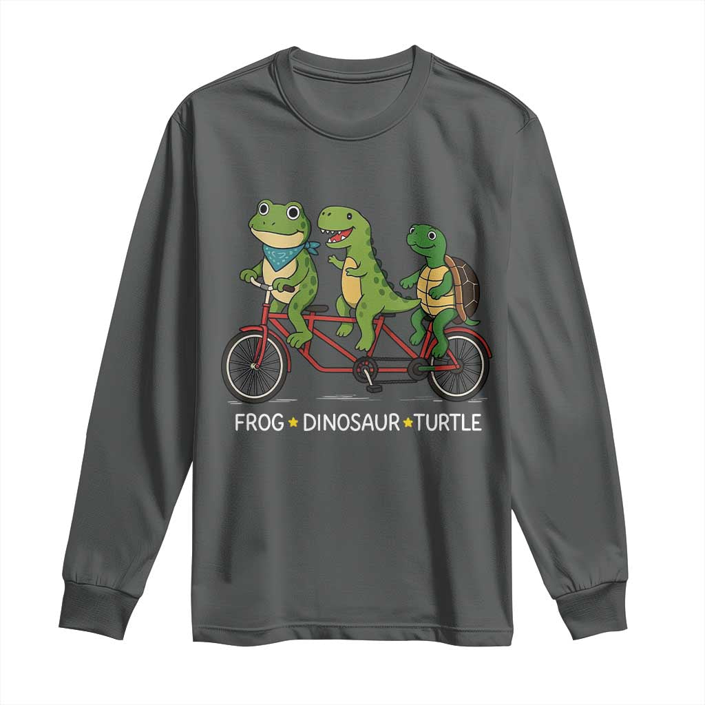 Subtle FDT Long Sleeve Shirt Frog Dinosaur Turtle Political Satire TS10 Dark Heather Print Your Wear