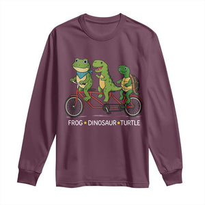 Subtle FDT Long Sleeve Shirt Frog Dinosaur Turtle Political Satire TS10 Maroon Print Your Wear