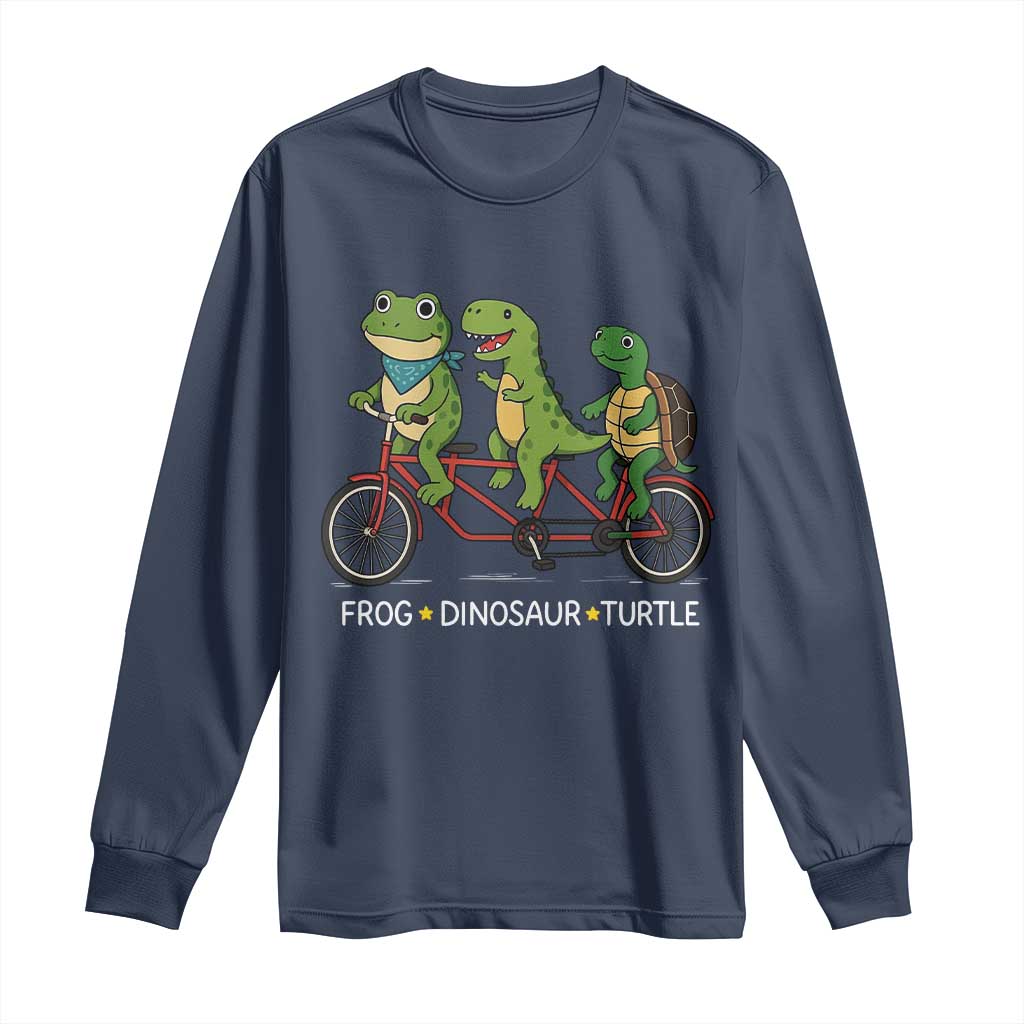 Subtle FDT Long Sleeve Shirt Frog Dinosaur Turtle Political Satire TS10 Navy Print Your Wear