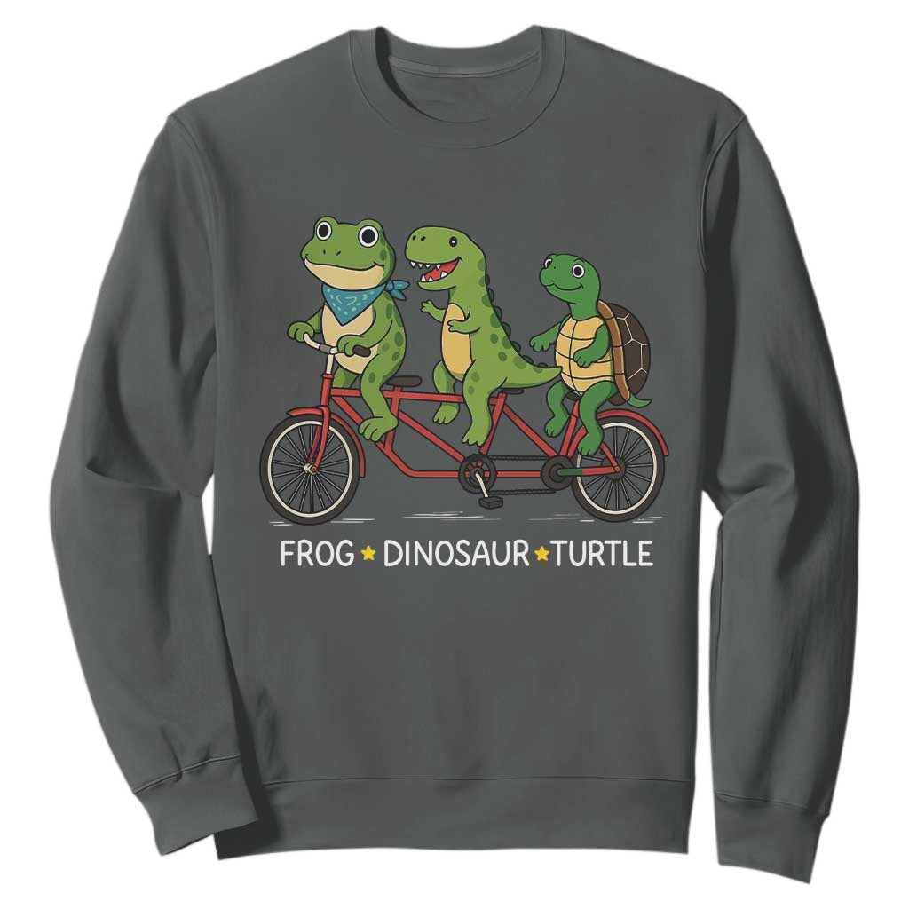 Subtle FDT Sweatshirt Frog Dinosaur Turtle Political Satire TS10 Dark Heather Print Your Wear
