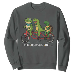 Subtle FDT Sweatshirt Frog Dinosaur Turtle Political Satire TS10 Dark Heather Print Your Wear