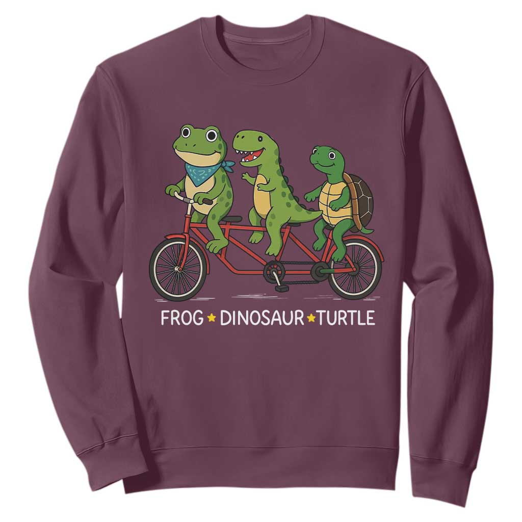 Subtle FDT Sweatshirt Frog Dinosaur Turtle Political Satire TS10 Maroon Print Your Wear